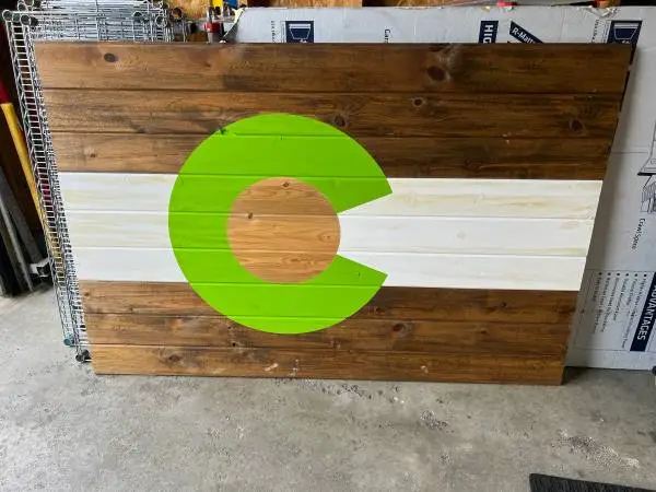 Colorado Art Sign Large 45x68 Wood Green/White