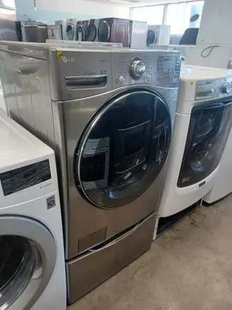 LG Smart washing machine on pedestals color grey