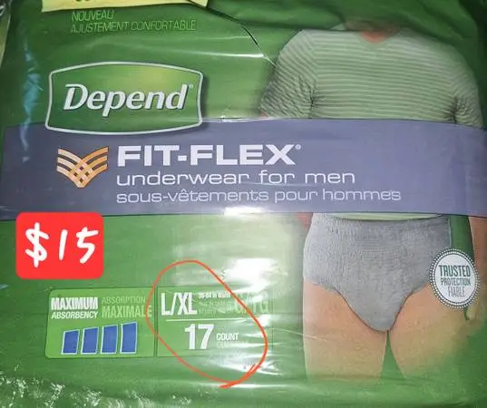 MENS DEPENDS L....XL