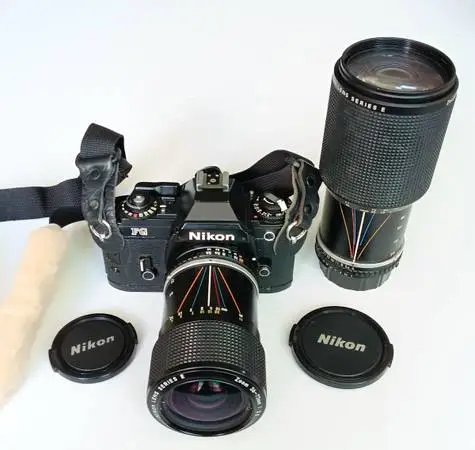 Nikon FG 35mm SLR w/Nikon Series-E 36-72 & 70-210 NEW SEALS & MIRROR FOAM