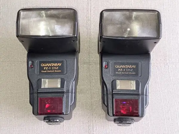 Two Quantaray NIKON PZ-1 DSZ 2-Head Flash Units for 35mm $30 for Pair