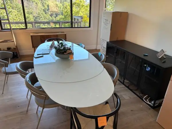 Calligaris Glass Orbital Dining Table and Chairs