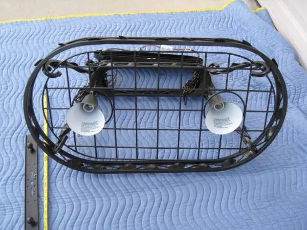 Wrought Iron Ceiling Pot Rack with 2 Lights