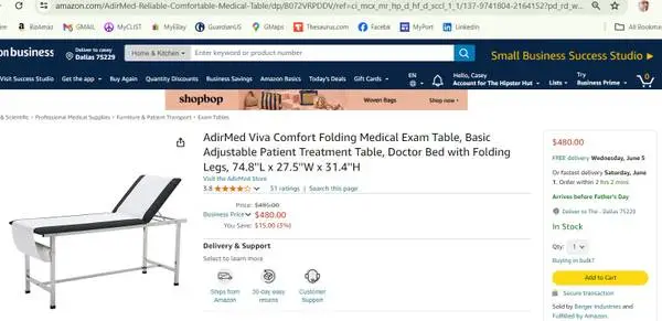 NEWAdjustable Exam Table w/Paper Roller