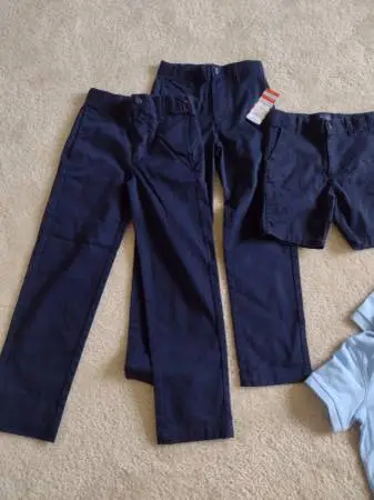 2- Boys Navy Blue School Uniform Pants Size 8 / 1- Short Size 5 New!