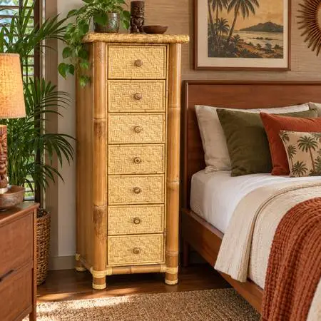 Bamboo Tiki Mid Century Modern MCM Vintage Retro Dresser Drawers