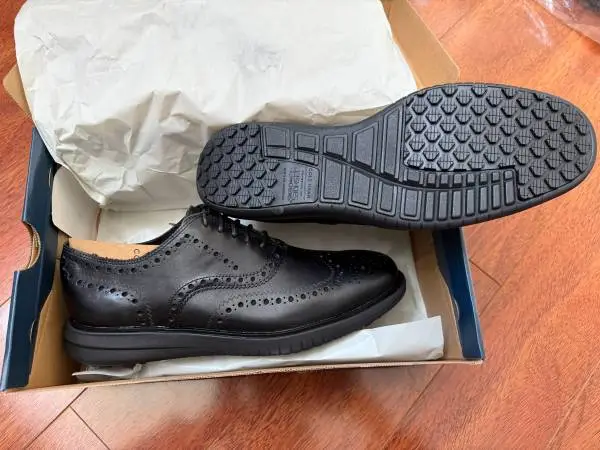 New Black Cole Haan Miles Wingtip Leather Oxford Mens size 10.5