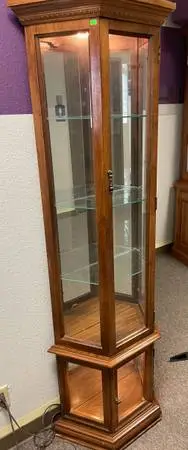Curio Cabinet wth Lighting- Vtg. SOLID OAK Pulaski 1985- GREAT CONDITION! Delive