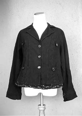 Womens CHAPARE Black Embroidered Jacket S M Cotton w Ruffle Detail