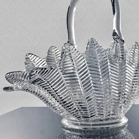 1950s L.E. SMITH GLASS 14 Palm Herringbone Basket | MADE IN USA