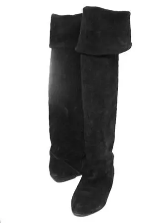 Tall Black Suede Italian Boots Women 6M Over The Knee