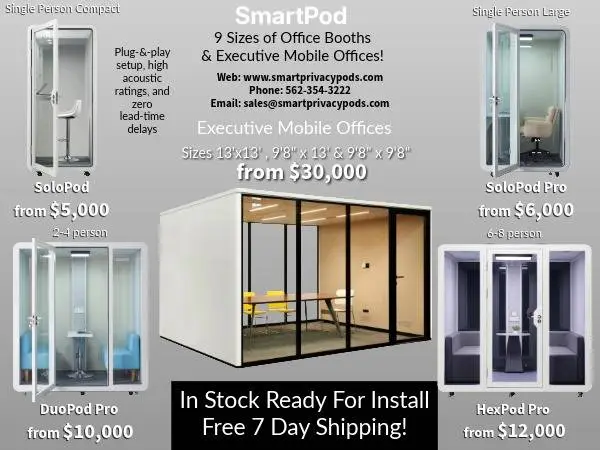 Office Pods, Work Booths and Executive Mobile Offices! Free Shipping