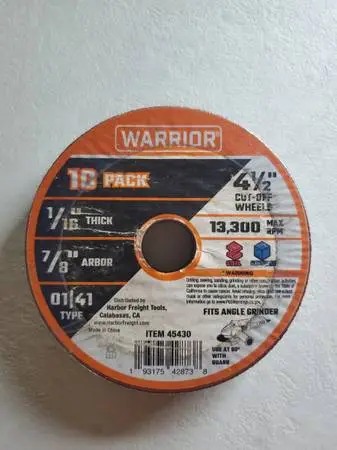 New 10 Pack Warrior 4.5 Cut Off Wheel