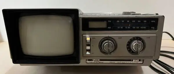 Vintage JC Penny Black & White TV w/ AM/FM Clock Radio for PARTS