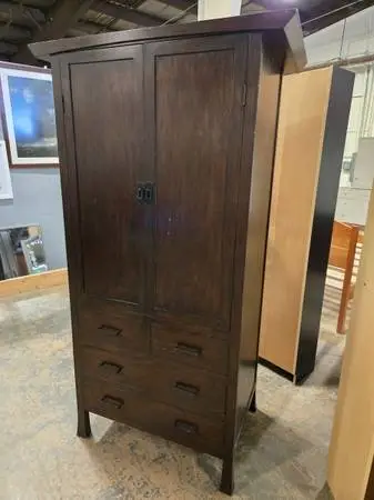Habitat for Humanity Restore – Tall Dark Stained 4-Drawer Armoire