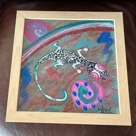 Leland Holiday Original Navajo Acrylic Painting on Wood Framed 15 X 15