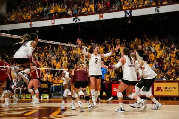 Gopher volleyball (front row, center)