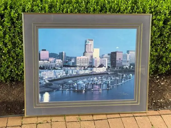 Framed Photo of Riverplace Marina and Downtown Portland