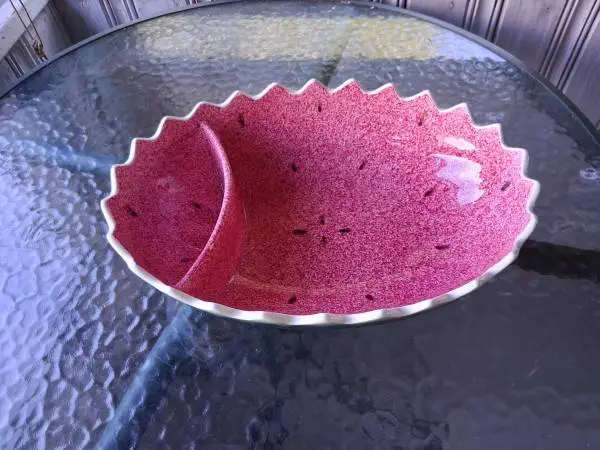 Vintage 1984 Shafford Japan Ceramic Watermelon Chip & Dip Bowl 12