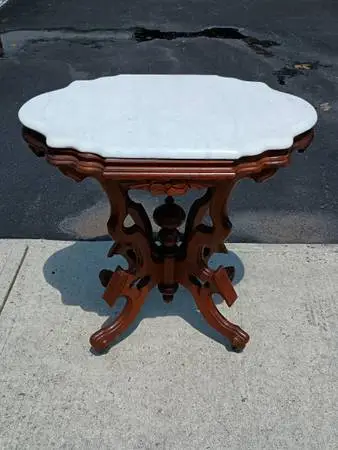 Antique Victorian Era Parlor Table with Marble Top-REDUCED