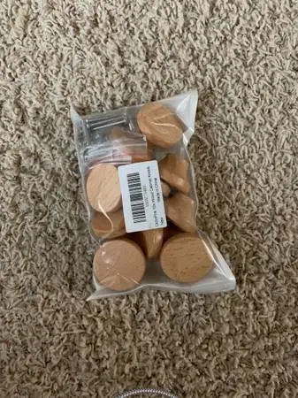 10 Pcs Natural Wood Dresser, Cabinet or Drw Knobs. Flat 4 Art Deco