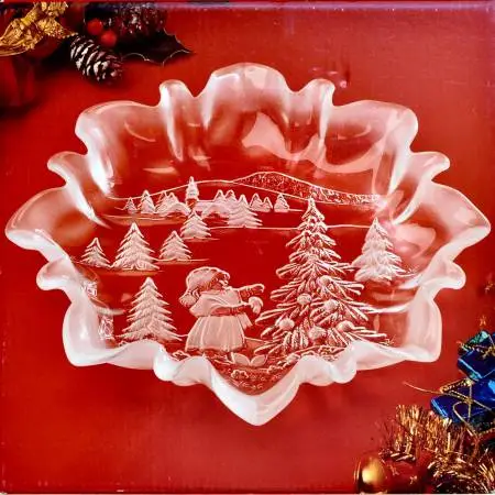 NEW in Box MIKASA Germany Bon Bon Plate Christmas Story Frosted Dish