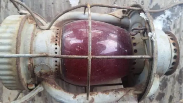Railroad Oil Lamp, Red Globe