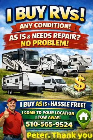 I buy motorhomes/trailers/campervans, any size, any cond - as is