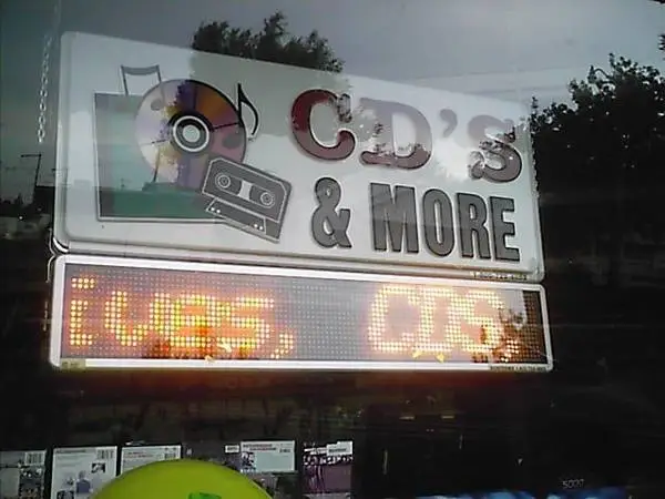 Remember our CD store? indoor light up sign with LED messenger