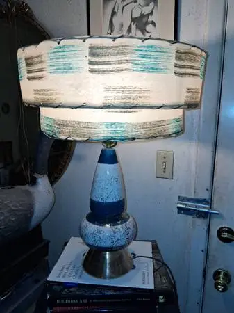 Mid Century atomic lamp w double shade