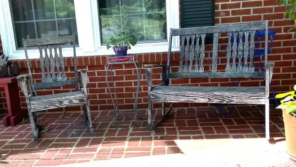 Antique Oak Rocking Settee and Chair - 25.00 for Both