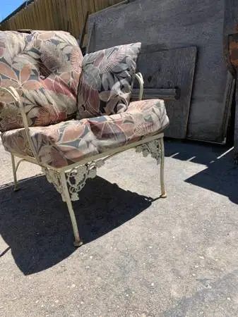 Vintage Mid-Century Solid Wrought Iron Chair, grape vine Motif