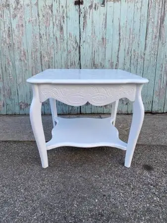 Vintage Solid Wood French Provincial Side Table / Nightstand– White