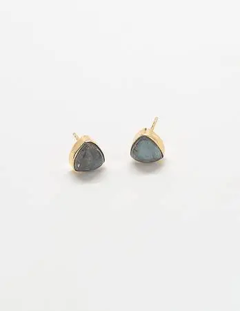 NEW LABRADORITE GOLD TRIANGLE STUDS EARRINGS
