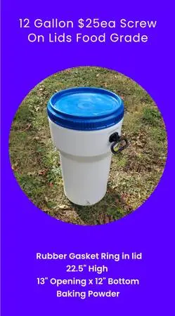 12gal Food Grade Barrels w/ screw on lids