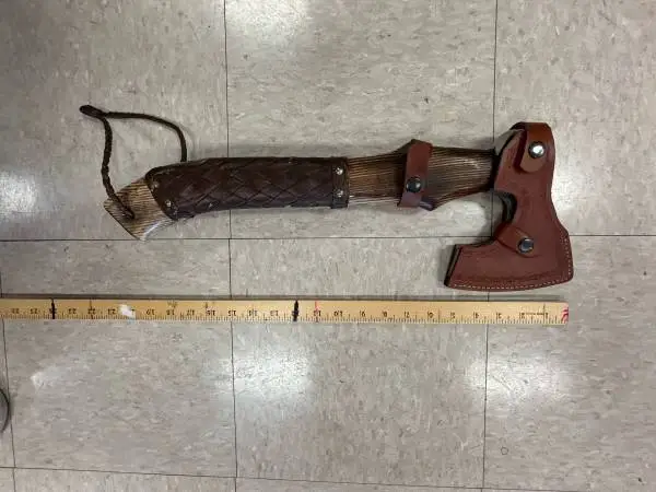 Viking Battle Axe with leather belt sheath