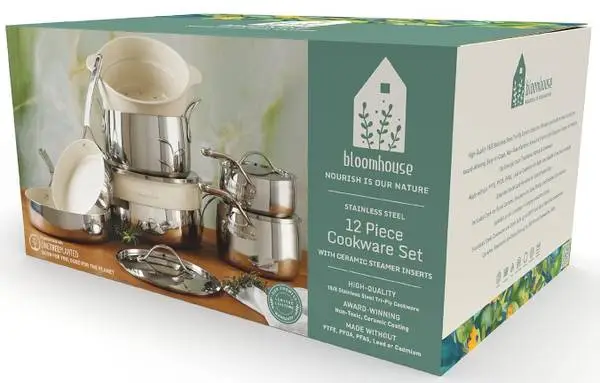 Bloomhouse 12 Piece Triply Stainless Steel Pots and Pans Cookware Set