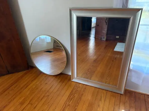 Round and Beveled Framed Mirror (31.25 x 43.5)