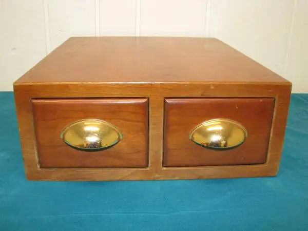 CARD FILE CABINET - 2 Drawer / Antique Library .....