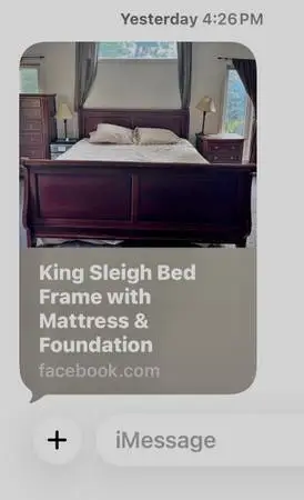 KING SIZE DARK MAHOGANY SLEIGH BED WITH SEALY 13” MATTRESS