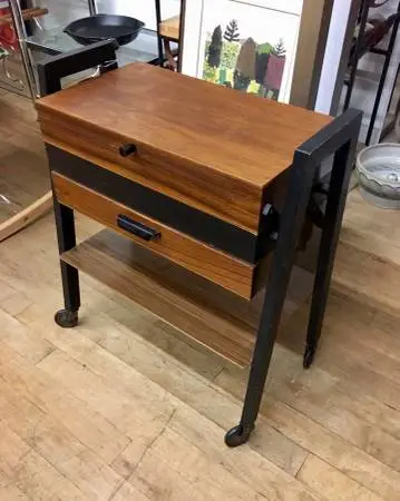 Mid Century Modern Sewing Trolley Side Table