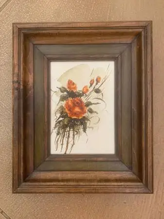 Joan Shevsky Mid-Century Roses Original Painting Framed