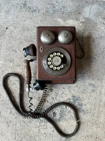 Antique Vintage Western Electric Walnut Wood  Wall Telephone As Is