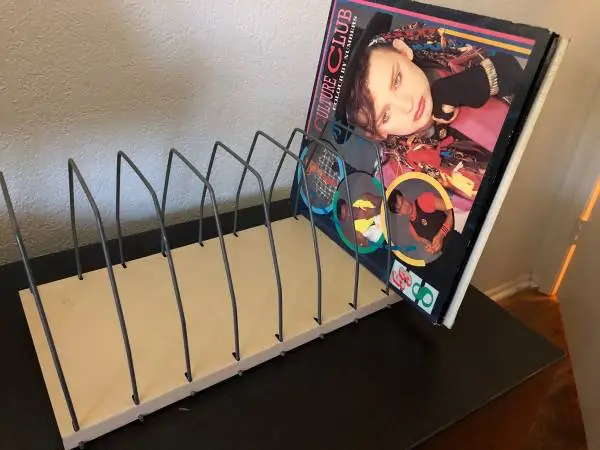 Rack Vinyl Records Albums Stand Organizer Metal Post Industrial vintag