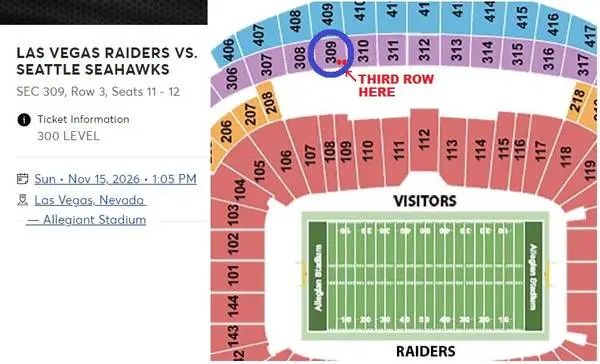Seahawks vs Raiders Nov 15