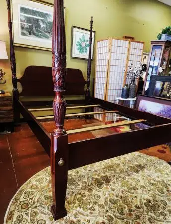 Link-Taylor Queen Mahogany 4 Poster Bed-NOW