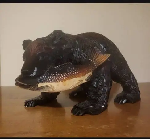 12 x 7 Japanese Kibori Kuma Carved Wood Bear