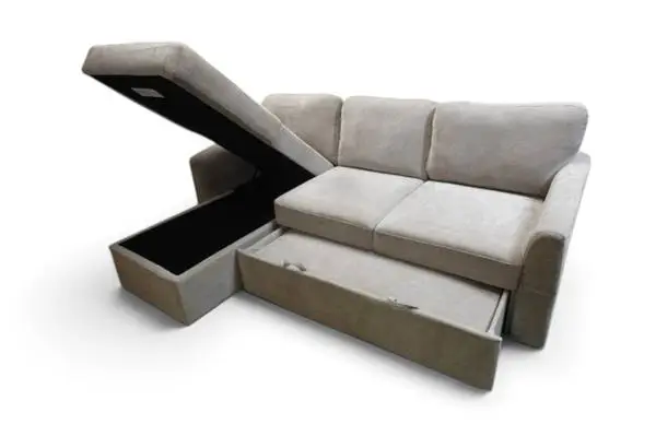 Coddle Cameron Sleeper Sofa Couch with Reversible Chaise in Taupe