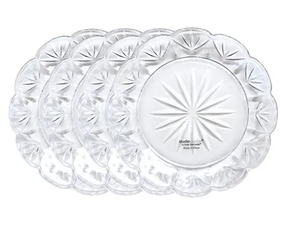 NEW Set of 4 CRYSTAL 6 Studio Scalloped Plates w/ TAGS