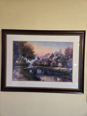 Thomas Kinkade Painting I/P Mounted beautiful 36.5x27.5 great shape